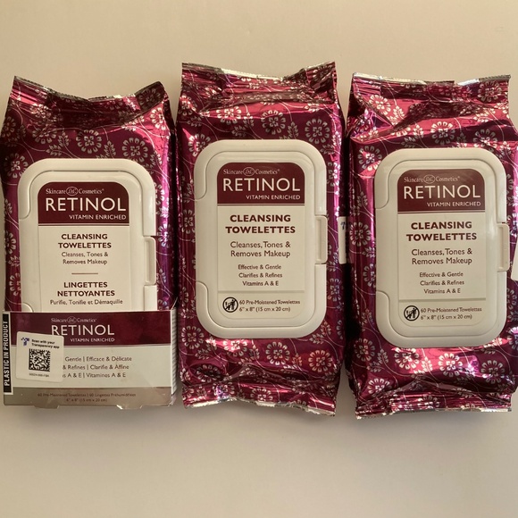 [Lot of 3] NEW Livaura Skincare Cosmetics Retinol Cleansing Wipes 60 Ct - Picture 8 of 14